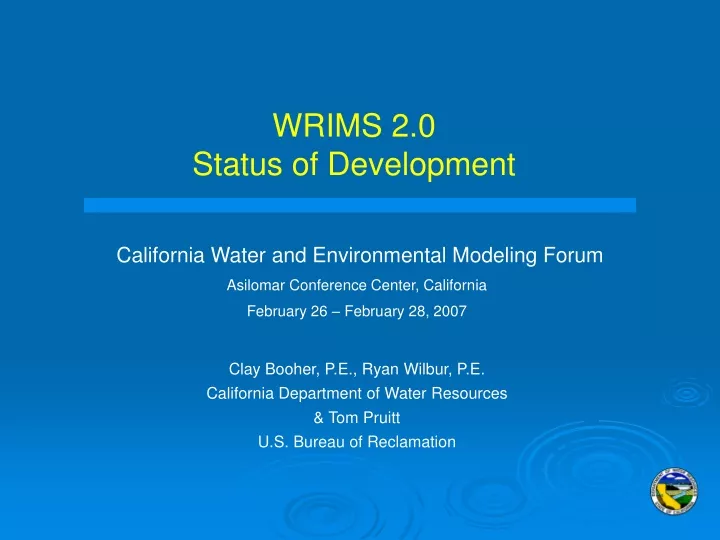 wrims 2 0 status of development