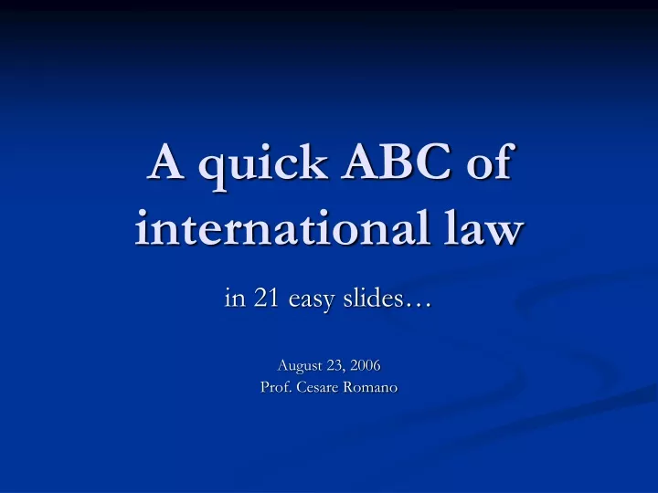 a quick abc of international law