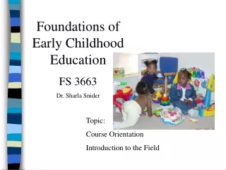 Foundations of Early Childhood Education FS 3663 Dr.  Sharla  Snider
