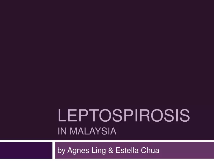 leptospirosis in malaysia