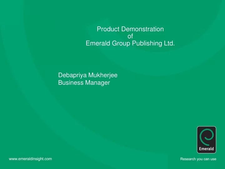 product demonstration of emerald group publishing ltd