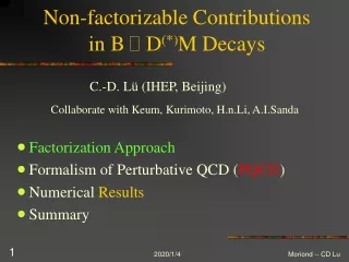 Non-factorizable Contributions  in B   D (*) M  Decays