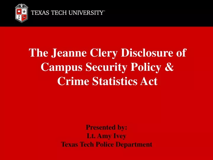 the jeanne clery disclosure of campus security