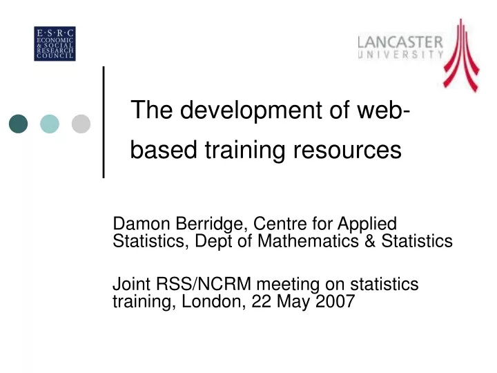 the development of web based training resources