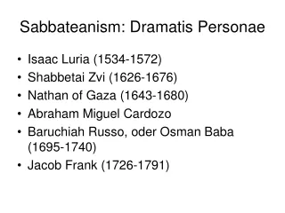Sabbateanism: Dramatis Personae