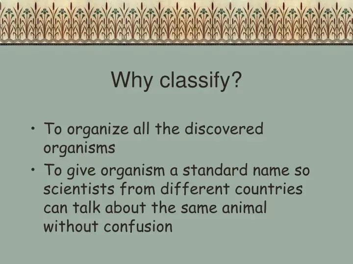 why classify