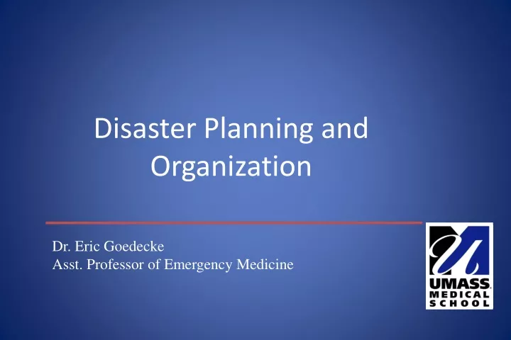 disaster planning and organization