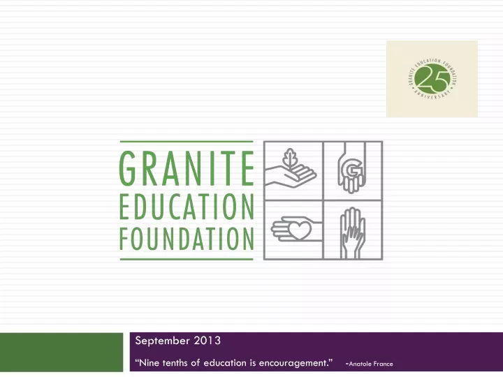 september 2013 nine tenths of education