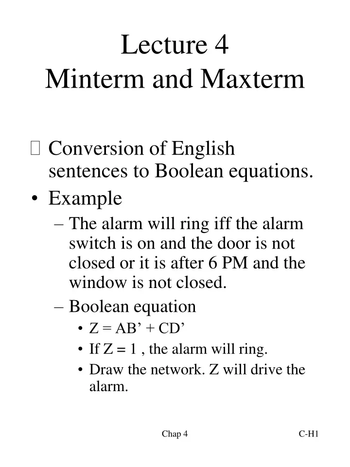 lecture 4 minterm and maxterm