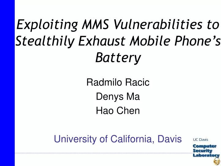 radmilo racic denys ma hao chen university of california davis