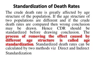 Standardization of Death Rates