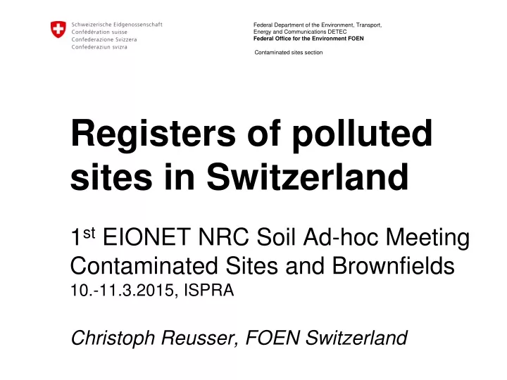registers of polluted sites in switzerland