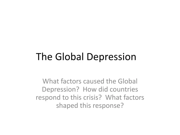 the global depression