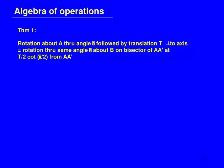 algebra of operations