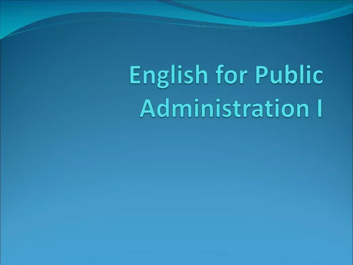 english for public administration i