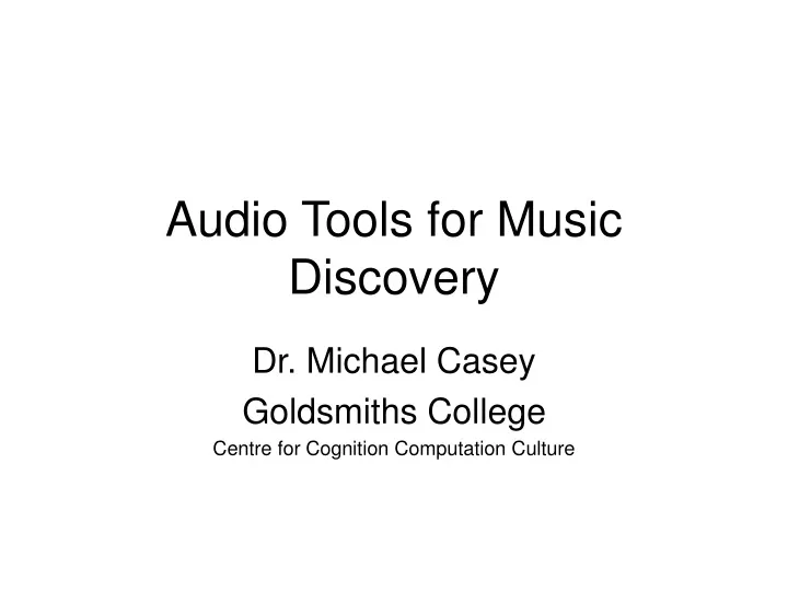 audio tools for music discovery