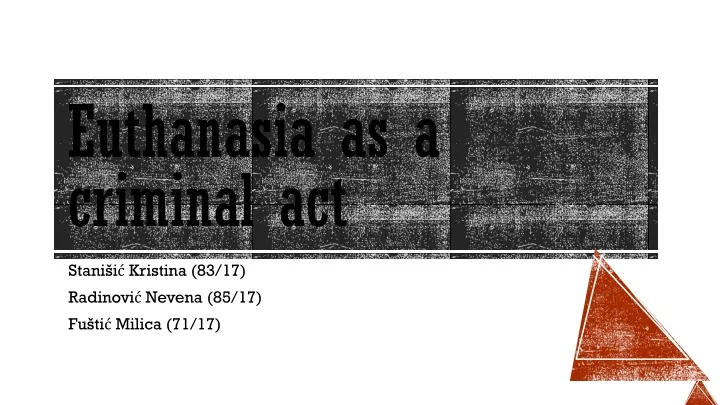 euthanasia as a criminal act