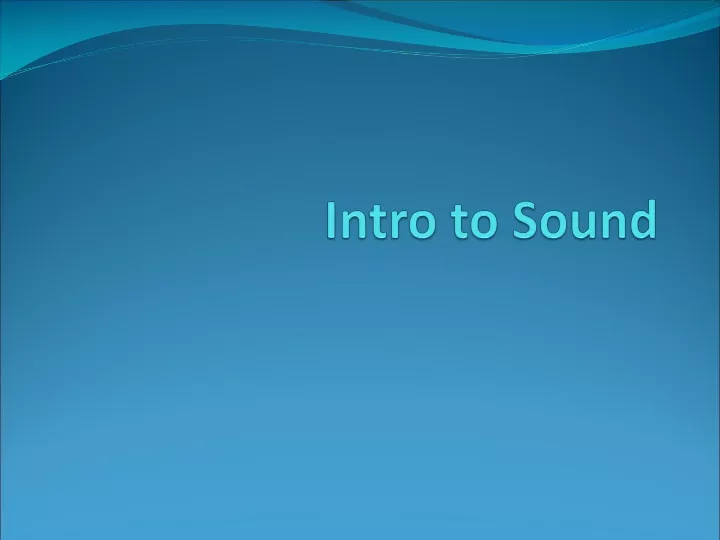 intro to sound