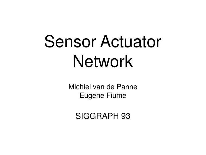 sensor actuator network