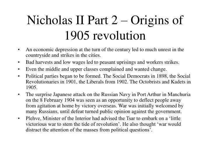 nicholas ii part 2 origins of 1905 revolution