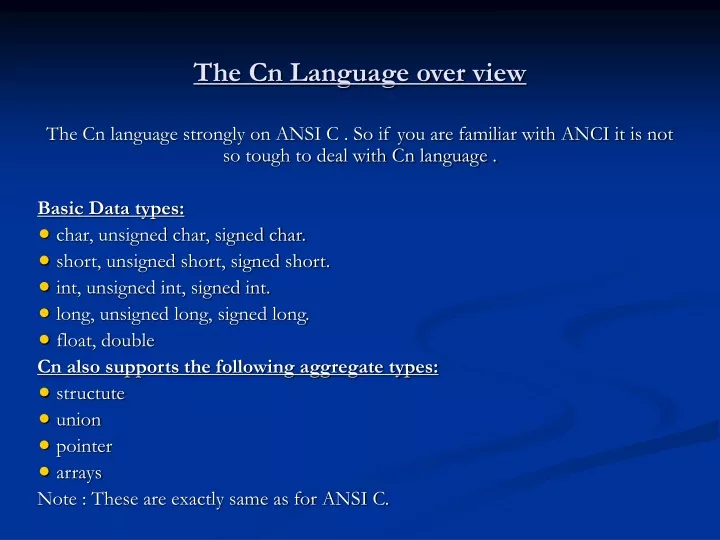 the cn language over view