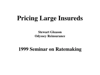 Pricing Large Insureds Stewart Gleason Odyssey Reinsurance 1999 Seminar on Ratemaking