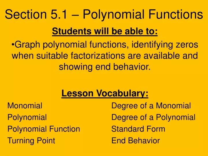 section 5 1 polynomial functions