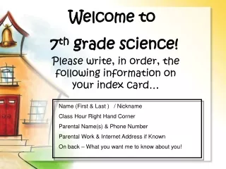Welcome to  7 th  grade science!