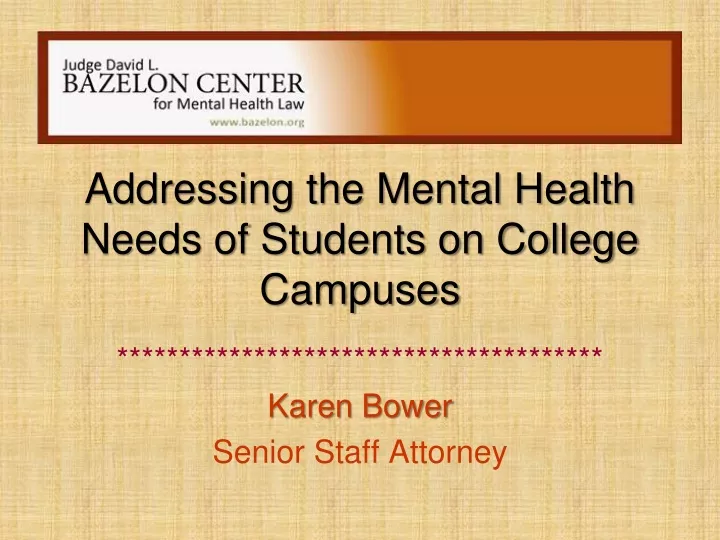 addressing the mental health needs of students on college campuses