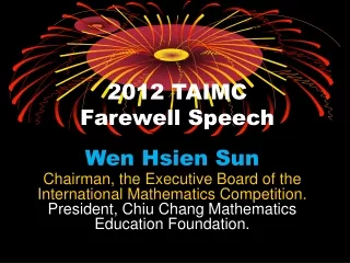 2012 TAIMC Farewell Speech