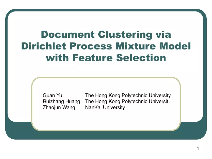 document clustering via dirichlet process mixture model with feature selection