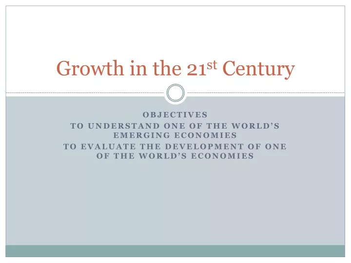 growth in the 21 st century