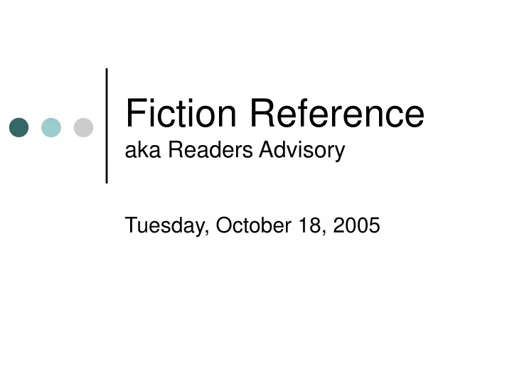 fiction reference aka readers advisory