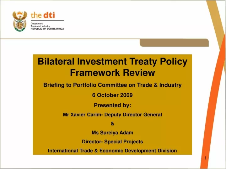bilateral investment treaty policy framework