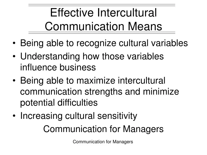 effective intercultural communication means