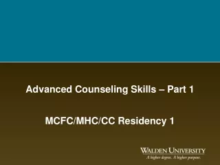 Advanced Counseling Skills – Part 1