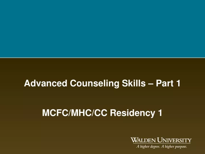 advanced counseling skills part 1