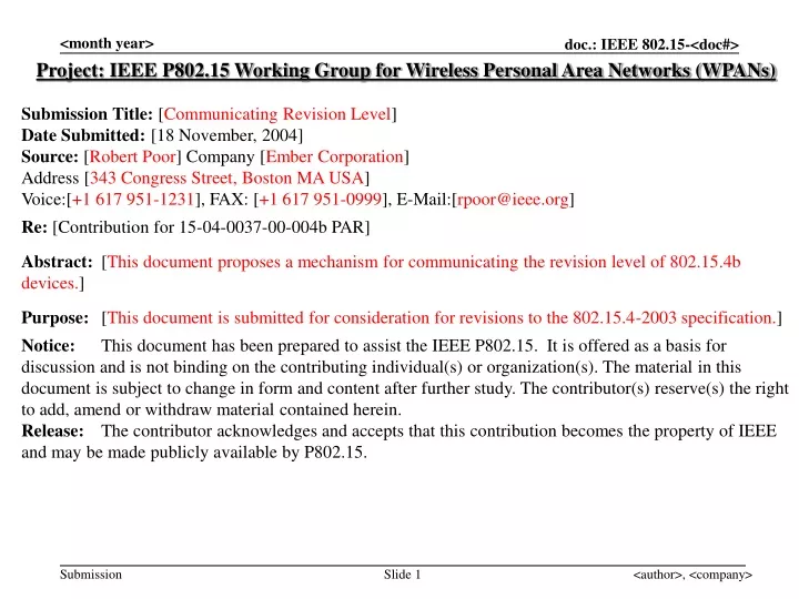 project ieee p802 15 working group for wireless