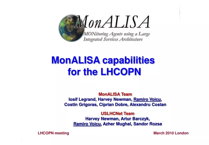 monalisa capabilities for the lhcopn