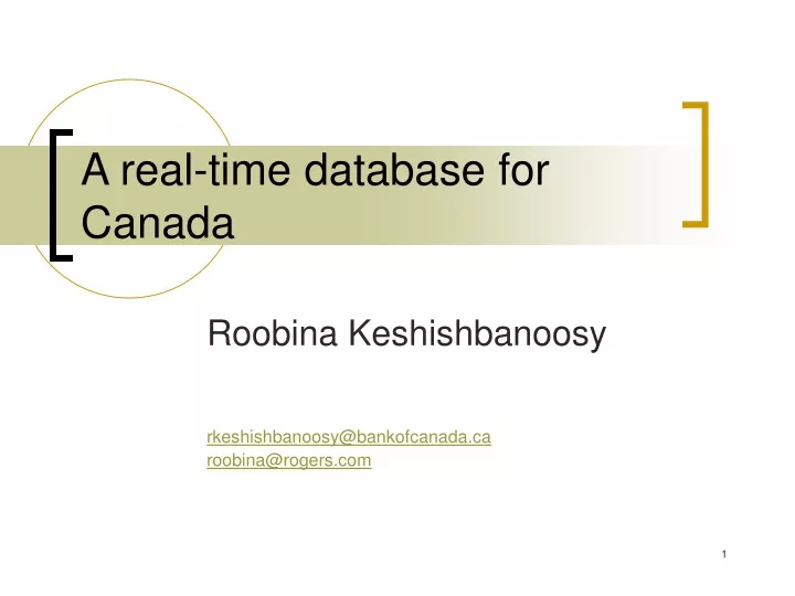 a real time database for canada