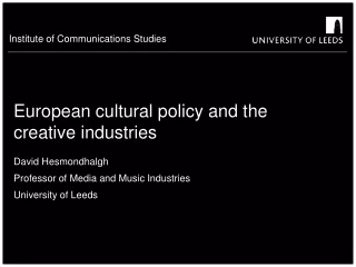 European cultural policy and the creative industries