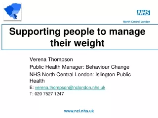 Supporting people to manage their weight