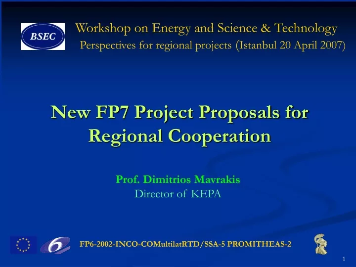 new fp7 project proposals for regional cooperation