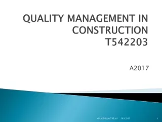 QUALITY MANAGEMENT IN CONSTRUCTION T542203
