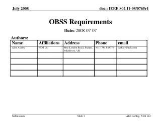 OBSS Requirements