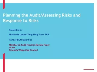 Planning the Audit/Assessing Risks and Response to Risks