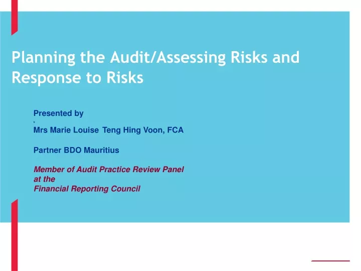 planning the audit assessing risks and response to risks