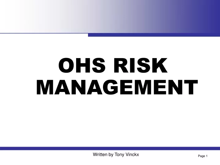ohs risk management
