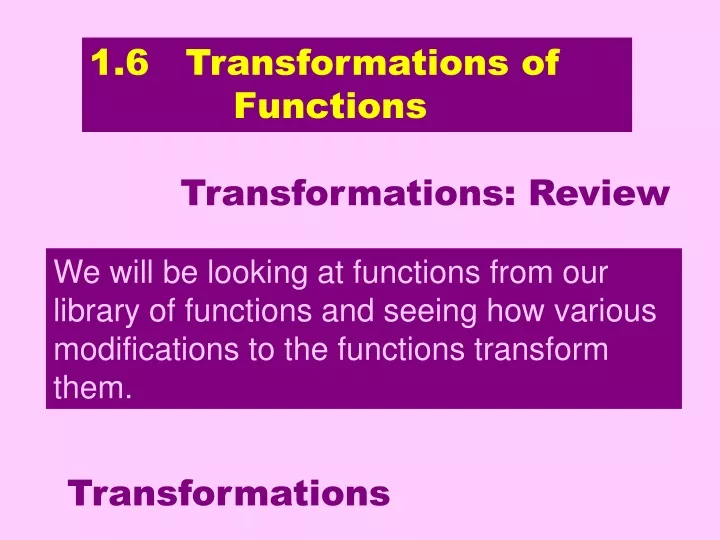1 6 transformations of functions