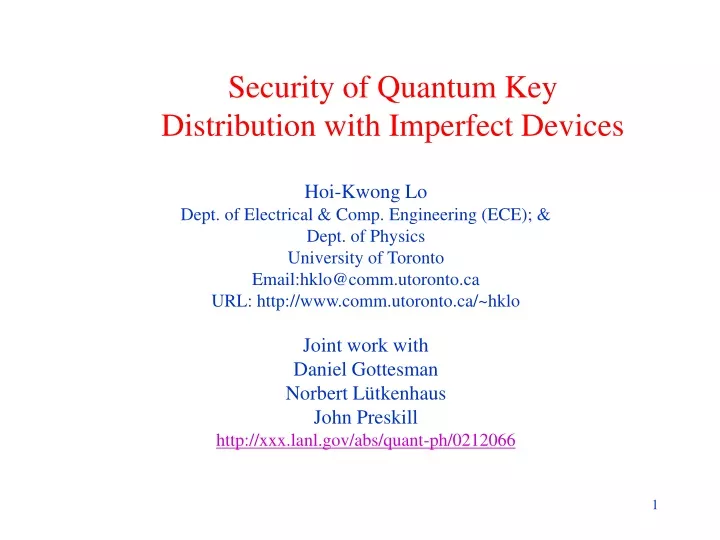 security of quantum key distribution with imperfect devices